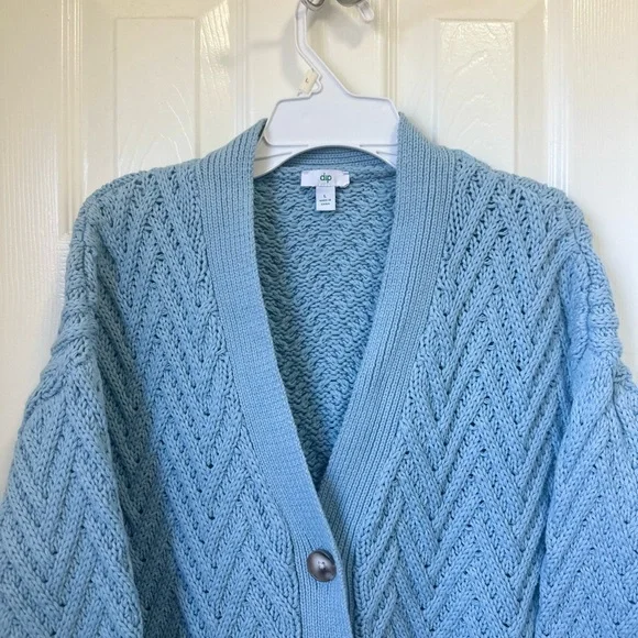 dip Light Blue Chevron Knit Cardigan - Picture 4 of 4